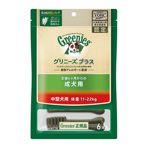 グリニーズプラス　成犬用　中型犬用　１１−２２ｋｇ　６Ｐ