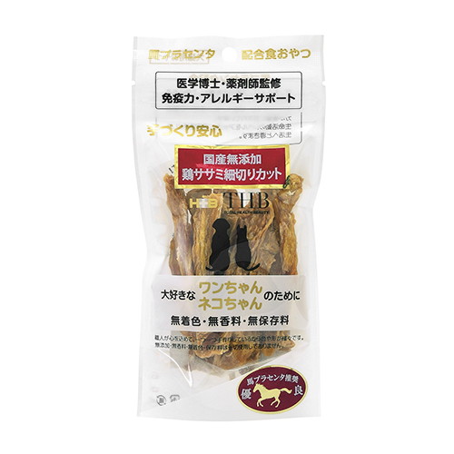 馬プラセンタ　鶏ササミ　細切りカット　４０ｇ　犬猫用