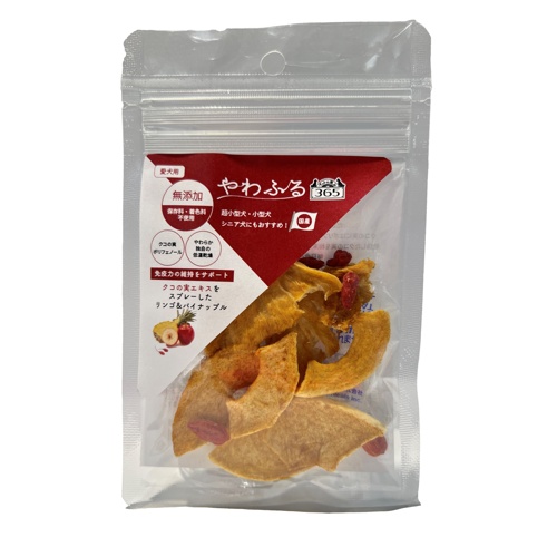 ペットの恵み３６５　やわふる　クコの実エキスをスプレーしたリンゴ＆パイナップル　スライスカット　１０ｇ