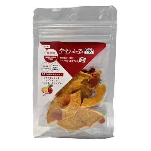 ペットの恵み３６５　やわふる　クコの実エキスをスプレーしたリンゴ＆パイナップル　スライスカット　１０ｇ