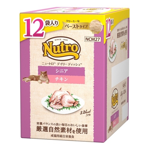 ニュートロ　キャット　デイリー　ディッシュ　シニア猫用　チキン　クリーミーなペーストタイプ　パウチ　１２Ｐマルチパック