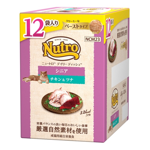 ニュートロ　キャット　デイリー　ディッシュ　シニア猫用　チキン＆ツナ　クリーミーなペーストタイプ　パウチ　１２Ｐマルチパック